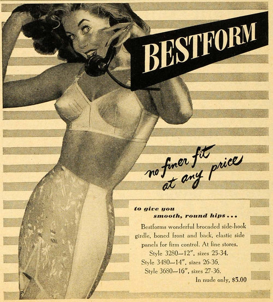 1949 Ad Bestform Girdle Women Undergarment Lingerie Side Hook Elastic –  Period Paper Historic Art LLC