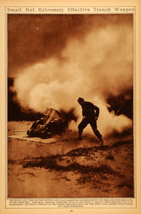 1922 Rotogravure World War I Trench Warfare French Artillery Mortar Explosion