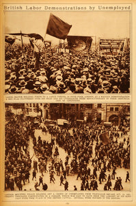 1922 Rotogravure British Labor Demonstrations Hyde Park London Trafalgar Square