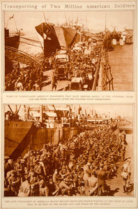 1923 Rotogravure WWI American Troops Soldiers Transport Ships Liverpool Docks