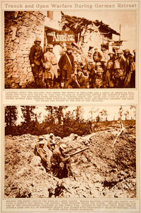 1923 Rotogravure WWI Damvillers France Trench Warfare British Machine Gunners