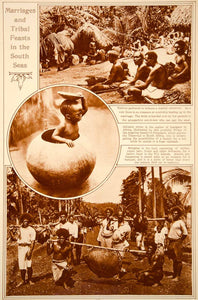 1923 Rotogravure South Seas Ethnic People Marriage Ceremony Feast Fiji Islands