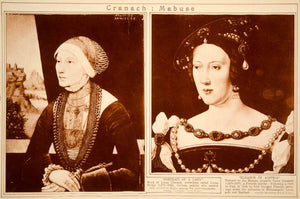 1923 Rotogravure Lucas Cranach Portrait Lady Eleanor of Austria Jan Gossaert Art