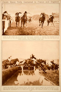 1923 Rotogravure Horse Racing Steeplechase Prix de Paris Race Newbury Water Jump