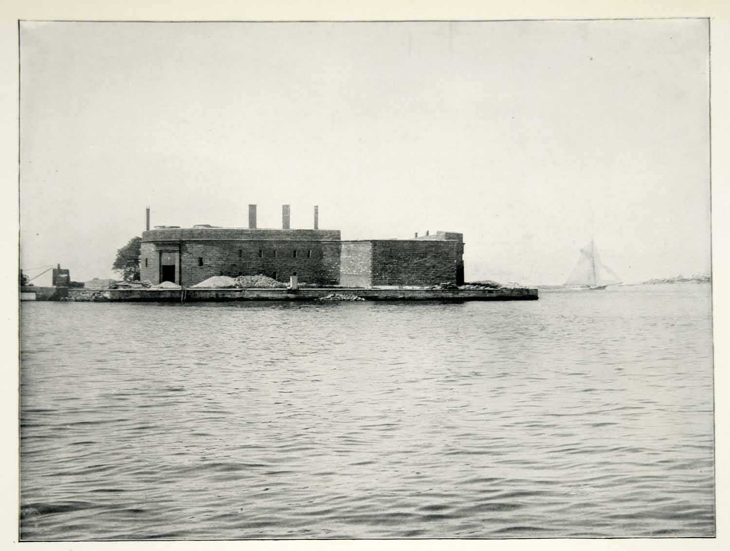 1898 Print Fort Lafayette New York Harbor Military Architecture Historical SAW1