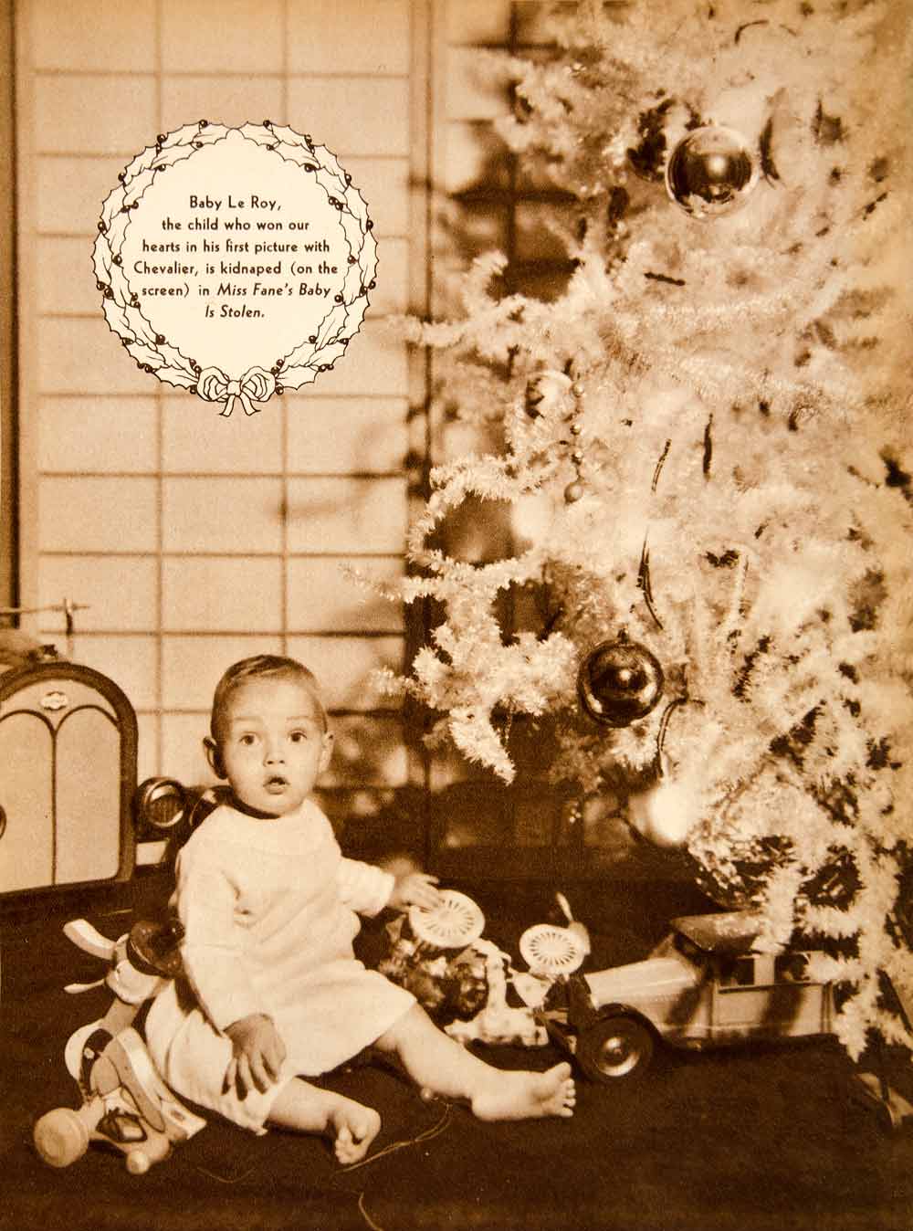 1934 Rotogravure Baby Le Roy Child Infant Chavalier Miss Fane's Christmas SBM1