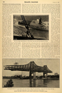 1907 Article Blackwell's Island Cantilever Bridge Built - ORIGINAL SCA1