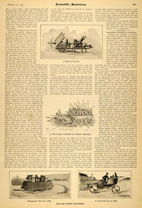 1907 Article Scientific Ancient Battle Cars Transport - ORIGINAL SCA1