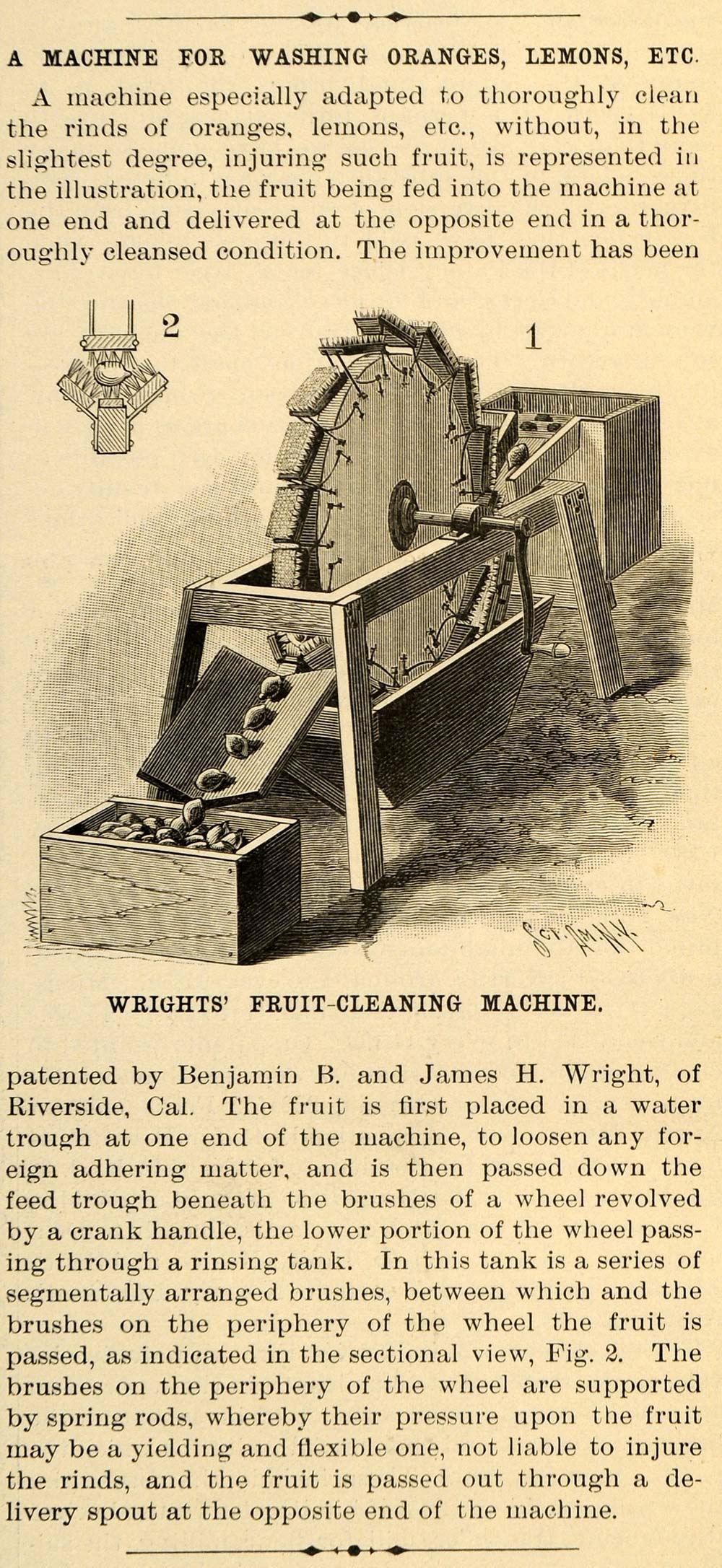 1899 Article Fruit Cleaning Machine Benjamin & J Wright - ORIGINAL SCA2