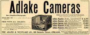 1899 Ad Adams & Westlake Co. Adlake Cameras Chicago IL - ORIGINAL SCA2