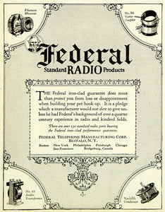 1924 Ad Federal Standard Radio Products Filament Rheostat Vario-Coupler SCA4