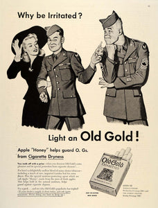 1945 Ad Old Gold Tobacco Cigarette Apple Honey Military - ORIGINAL SEP3
