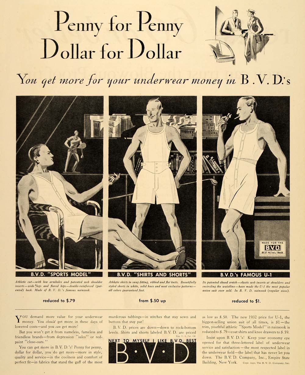 1956 B.V.D. Underwear Ad - Garment Must Satisfy on eBid United States