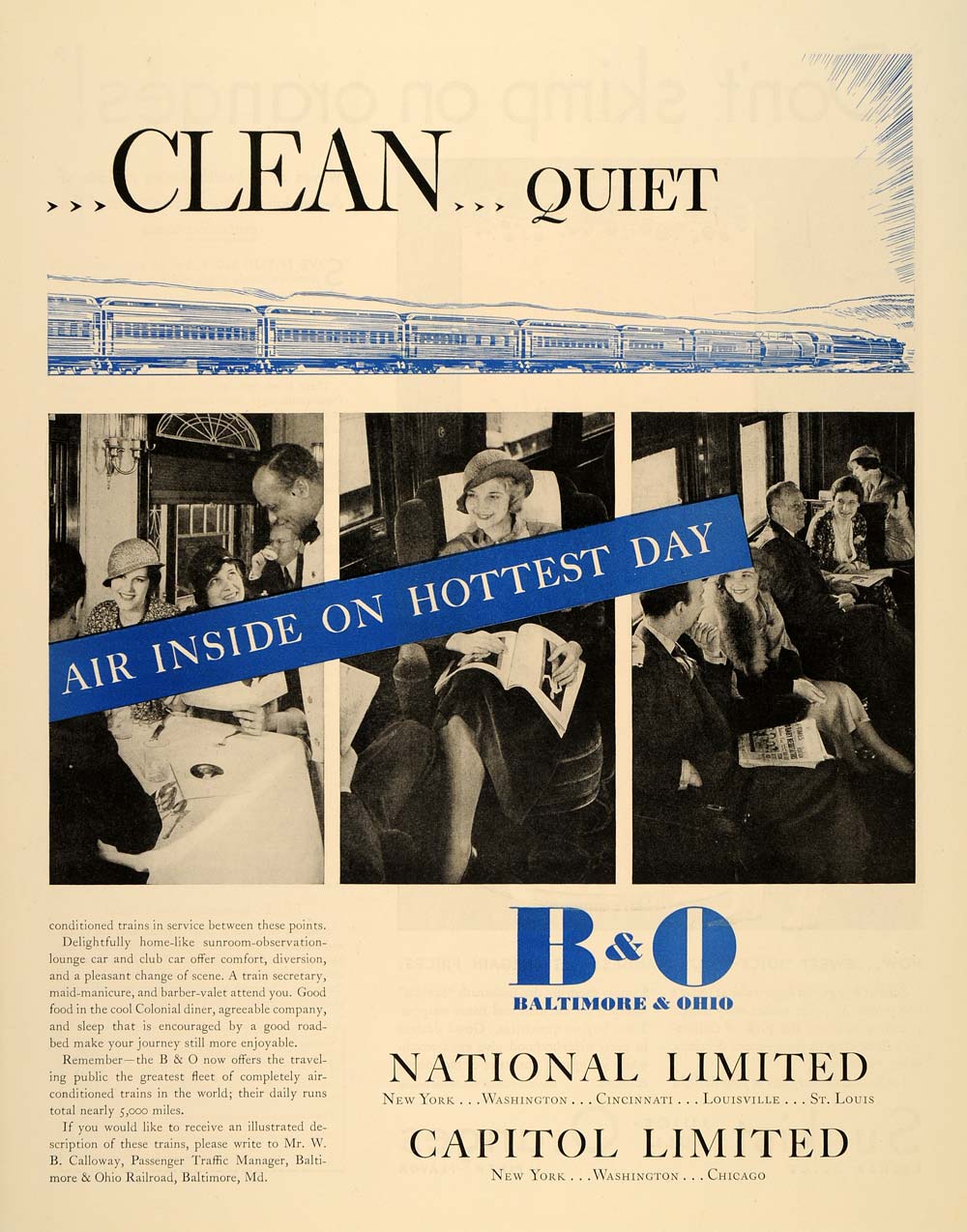 1932 Ad Baltimore Ohio National Capitol Limited Train - ORIGINAL SEP3