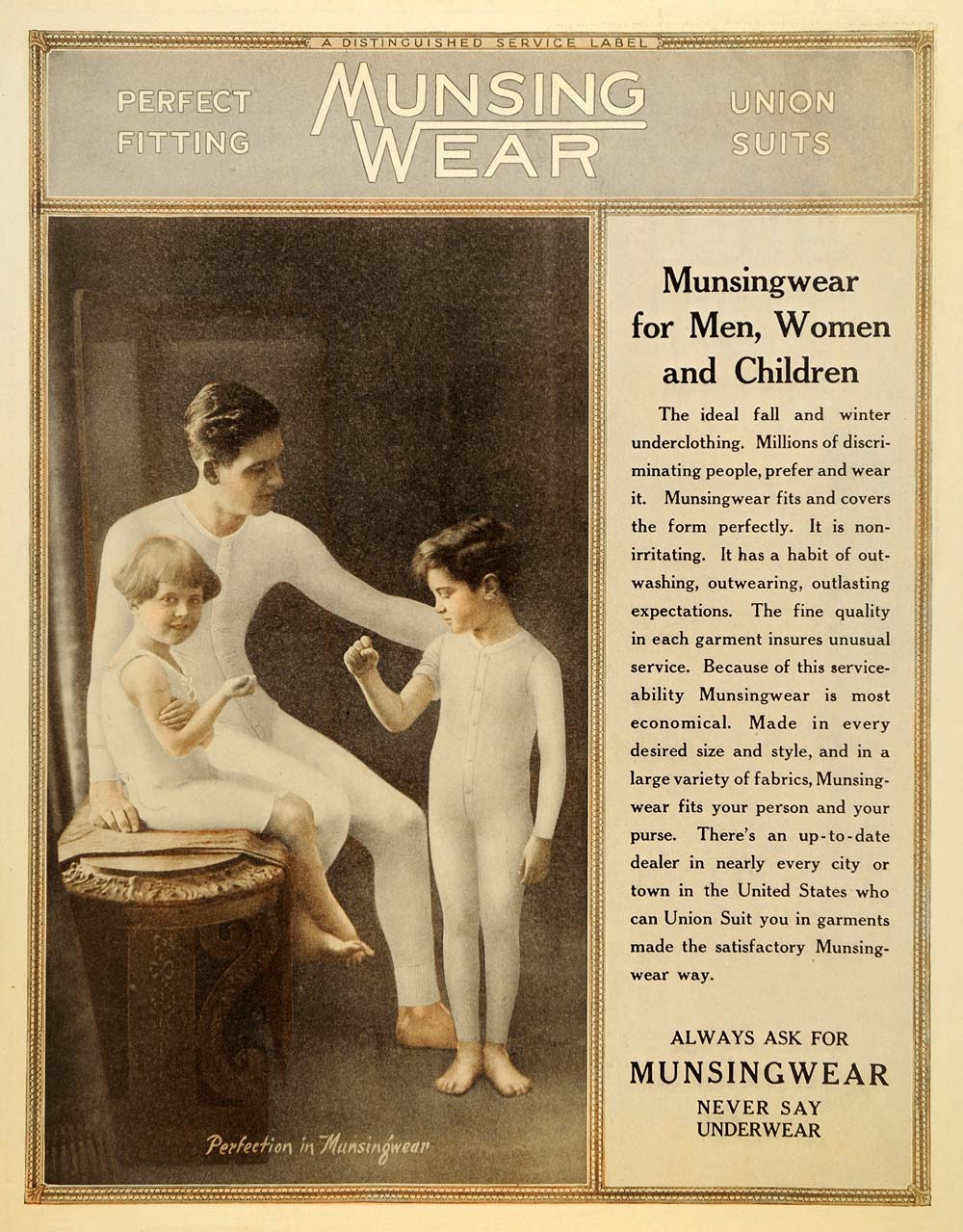 Carter's underwear print ad 1917 vintage 1910s illustrated home decor  family lg