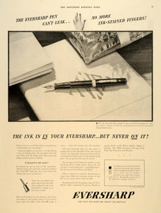 1937 Ad Eversharp Safety Ink Pen Doric Writing Pencil - ORIGINAL SEP4