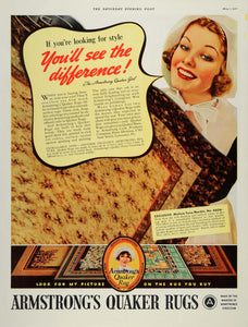 1975 Ad Armstrong's Quaker Rug Girl Carpet Linoleum - ORIGINAL ADVERTISING SEP4