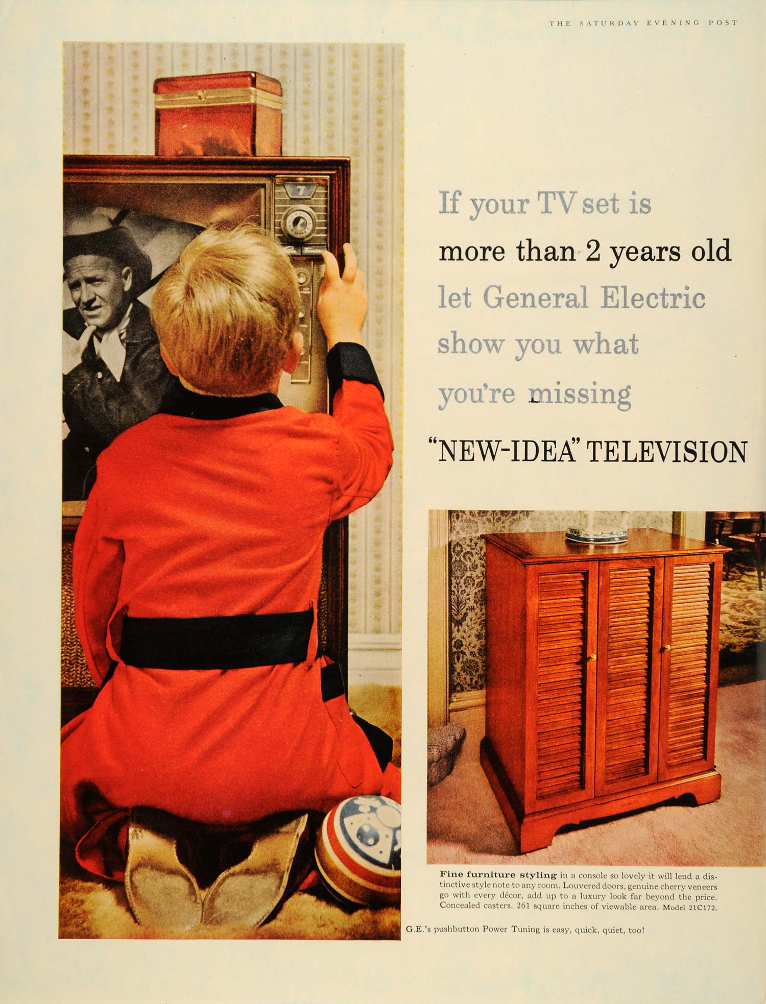 1956 Ad General Electric TV Sets Console Case Portable - ORIGINAL SEP4