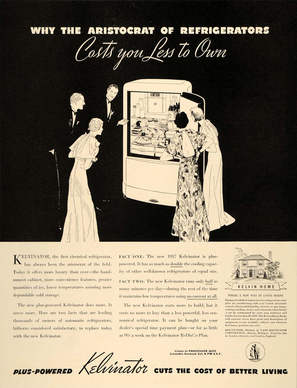 1937 Ad Nash-Kelvinator Refrigerator Aristocrat Detroit - ORIGINAL SEP4