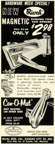 1967 Rival Can Opener and Blender Vintage Ad Do open before