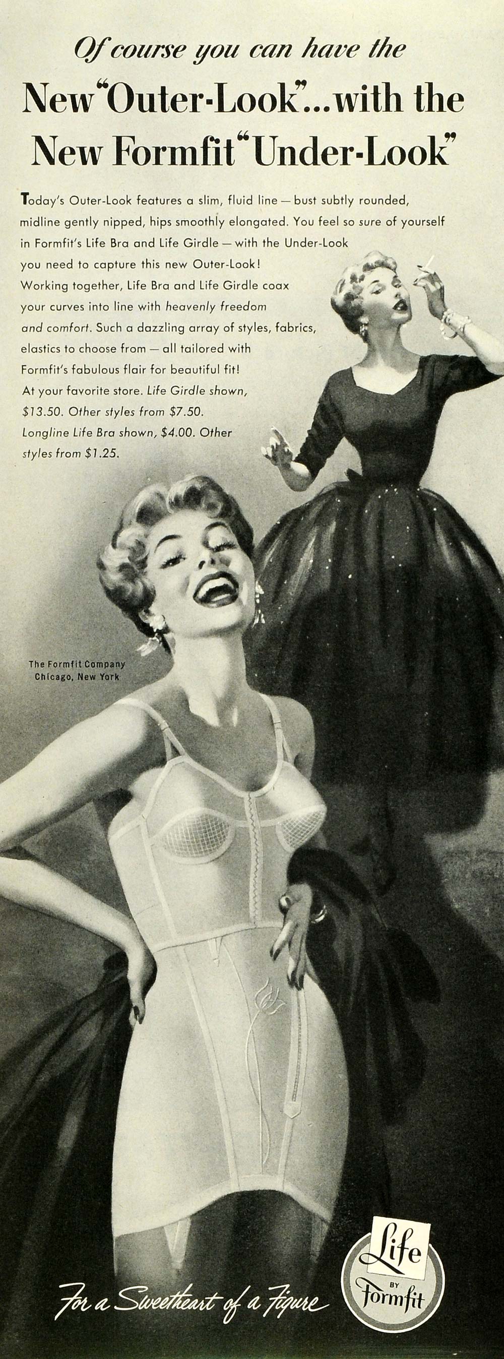 1953 Circl-O-Form Brassieres Bras PRINT AD With or Without