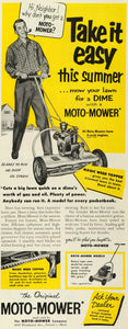 1953 Ad Moto Mower Lawn Push Power Tools Neighbor Summer Smoking Tobacco SEP6