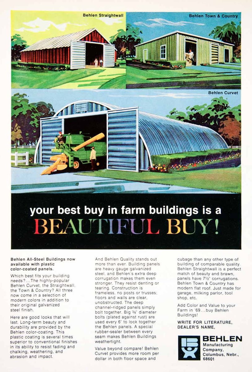 1969 Ad Behlen Manufacturing Columbus Nebraska Curvet Farming Agricult ...