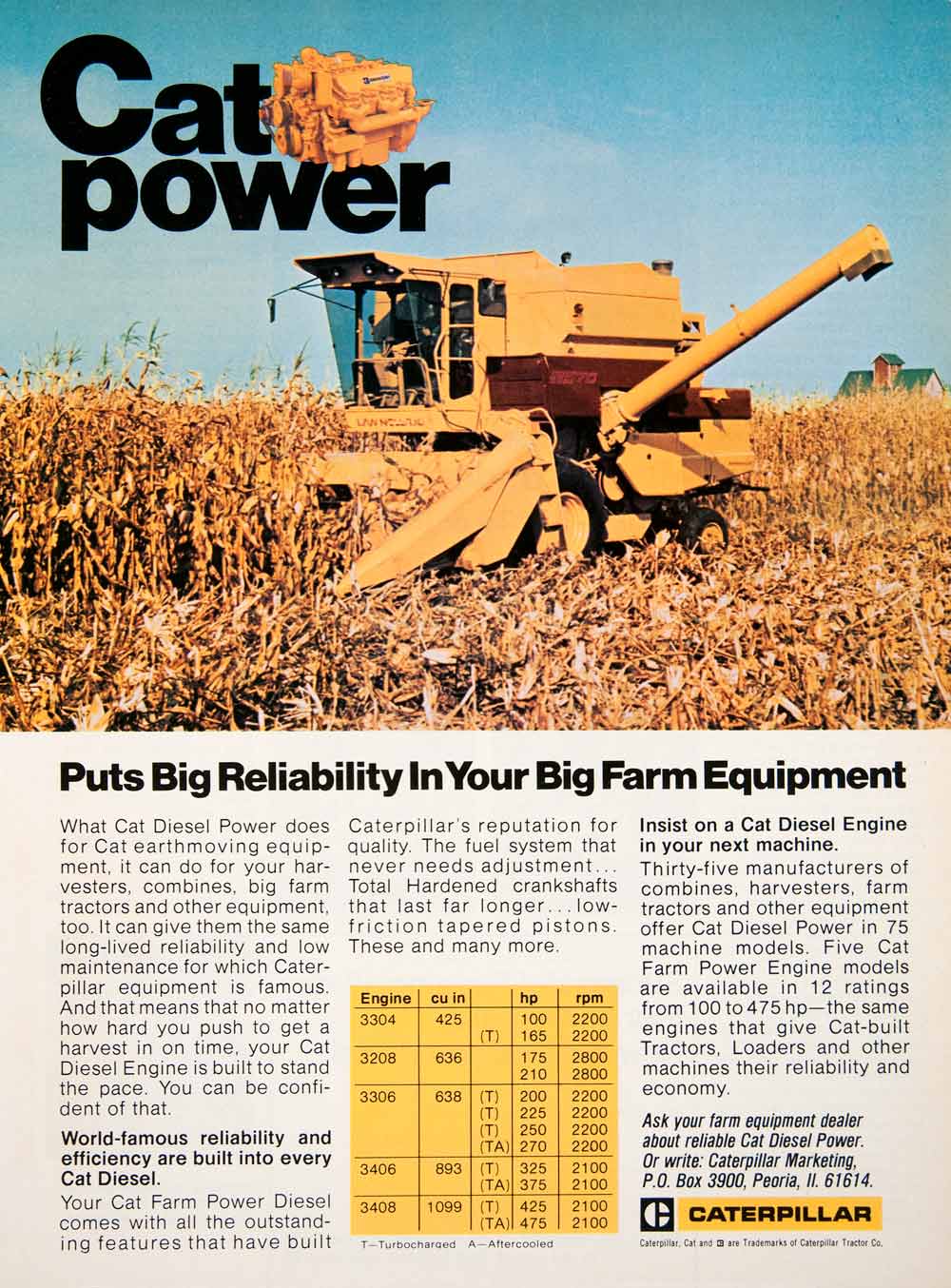 1979 Ad Caterpillar Marketing Peoria Illinois Engine Farm Farming Machine SF1