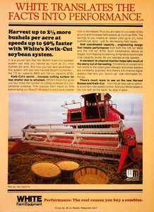 1979 Ad White Farm Kwik-Cut Soybean Motor Harvest Boss Combine Farming SF1