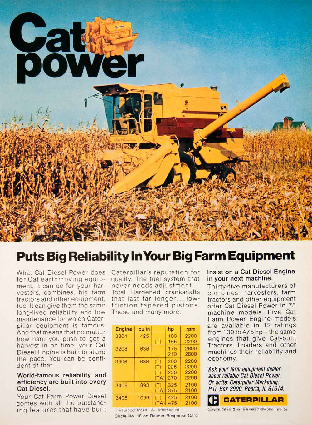 1979 Ad Caterpillar Cat Power Machine Farming Farmer Agriculture Combine SF1