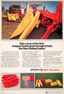 1975 Ad Sperry New Holland Model 890 770 Snapper Heads Harvester Farming SF1