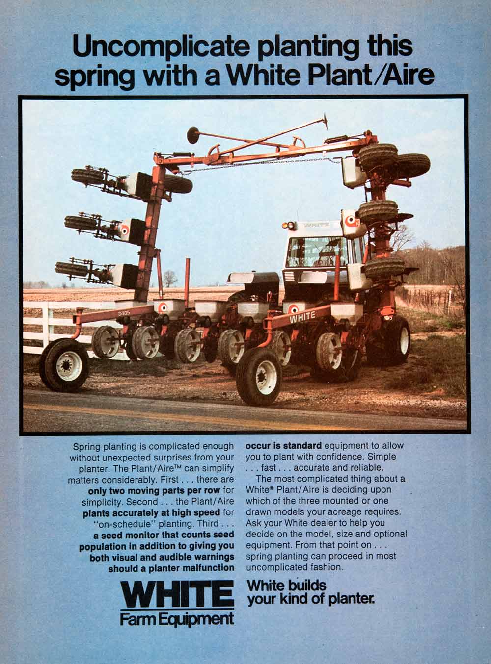 1977 Ad White Farm Equipment Plant/Aire Machinery Agriculture Seed Monitor SF3