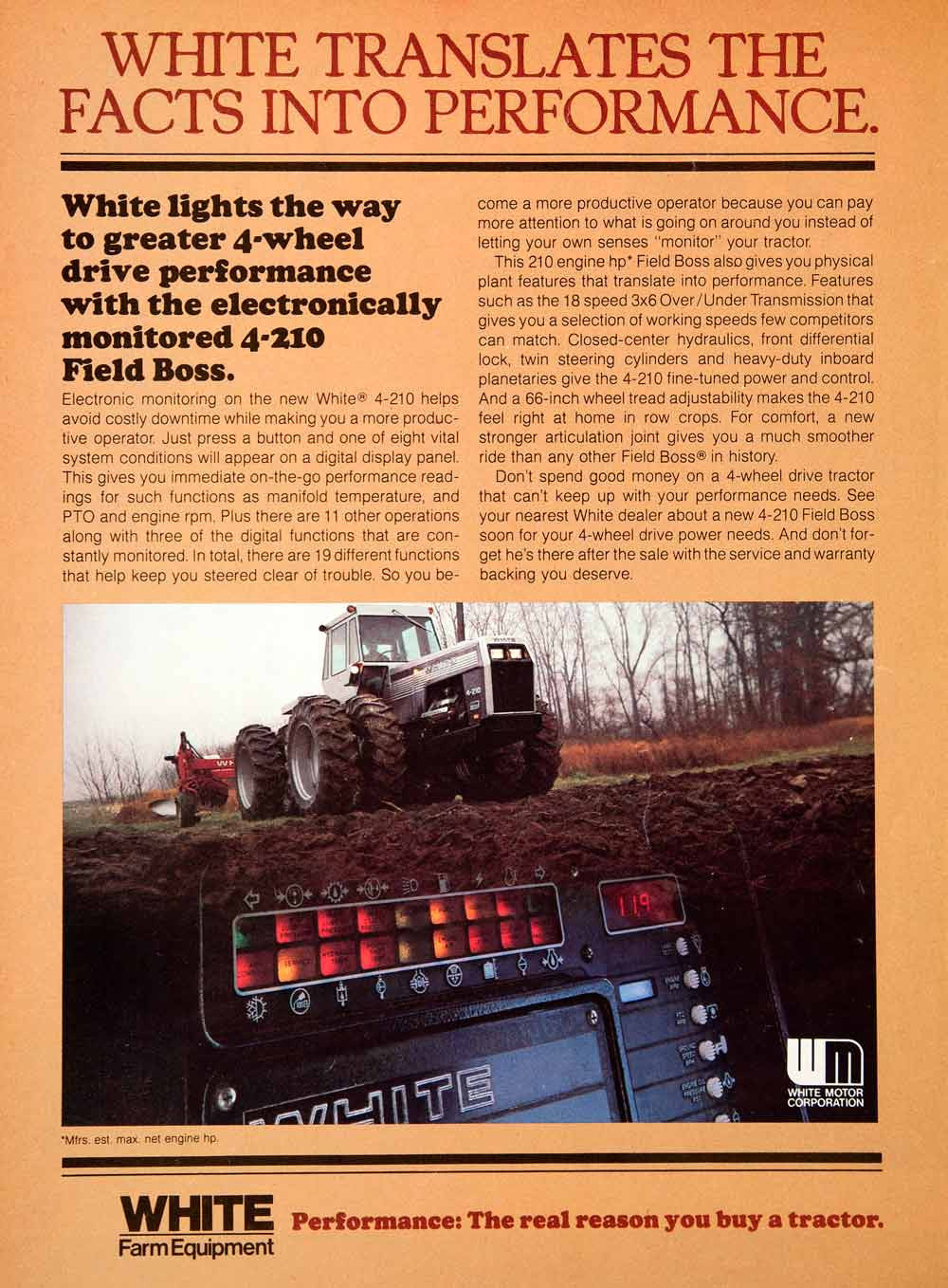 1979 Ad White Farm Equipment Machinery Performance Field Boss Tractor SF3