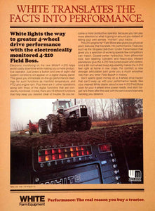 1979 Ad White Farm Equipment Machinery Performance Field Boss Tractor SF3