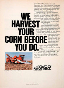 1980 Ad AVCO New Idea Uni Seed Corn Harvesting System Farming Equipment SF3