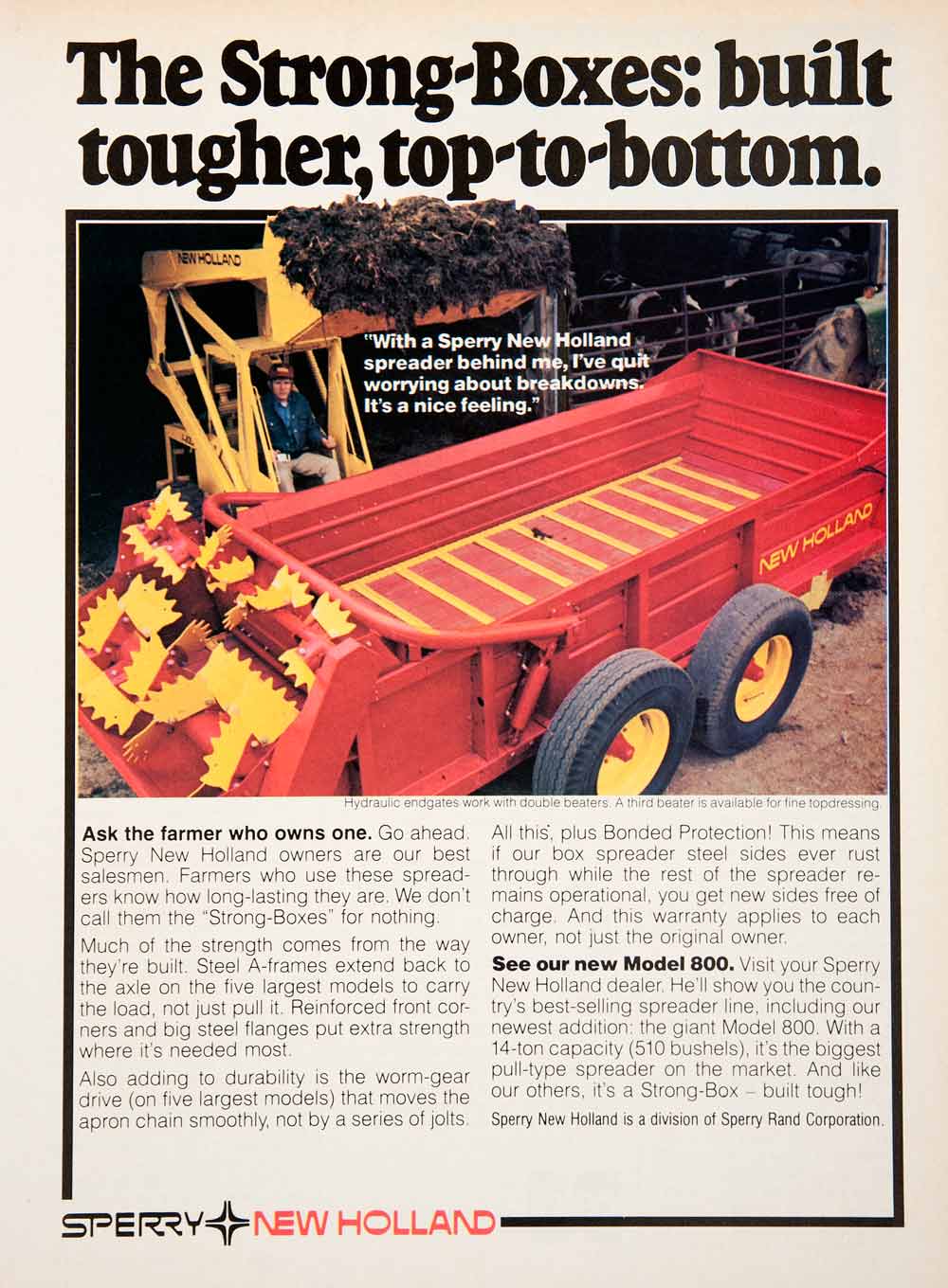 1979 Ad Sperry New Holland Strong Boxes Spreader Farming Equipment Machinery SF3