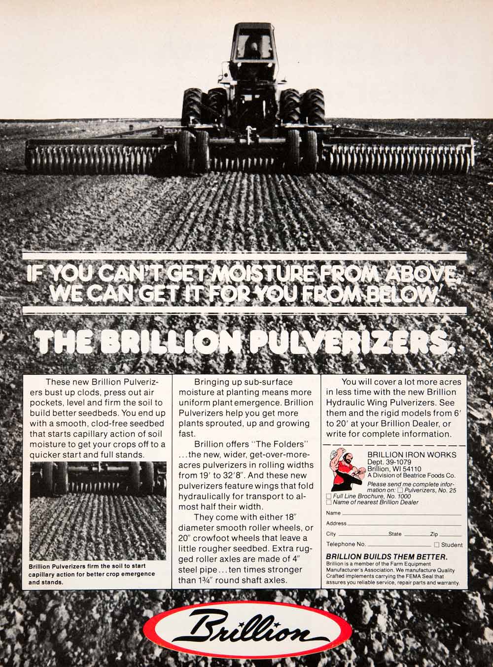 1979 Ad Brillion Pulverizers Seedbed Farming Equipment Machinery Agriculture SF3