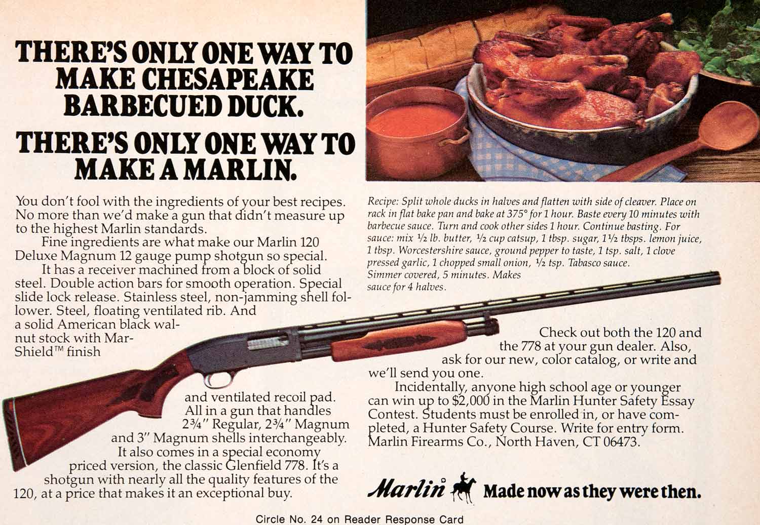 1979 Ad Marlin Firearms Riflt Hunting Steel Bars Release Shell Rib Stock SF3