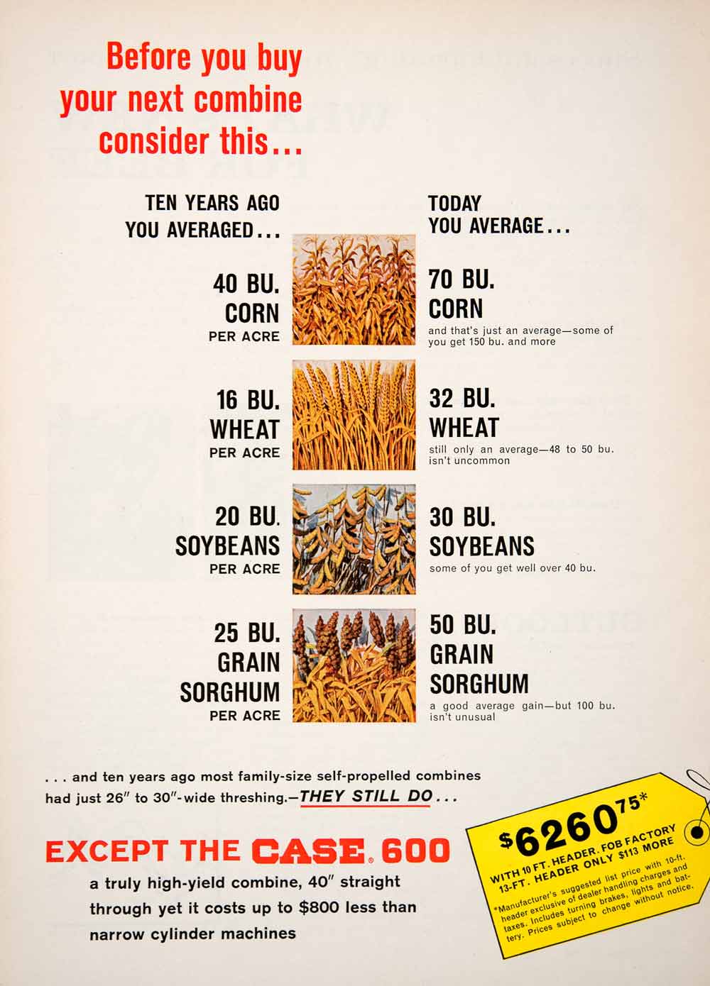 1965 Ad Case Combine Farm Equipment Machinery Agriculture Gold Seal Used SF3