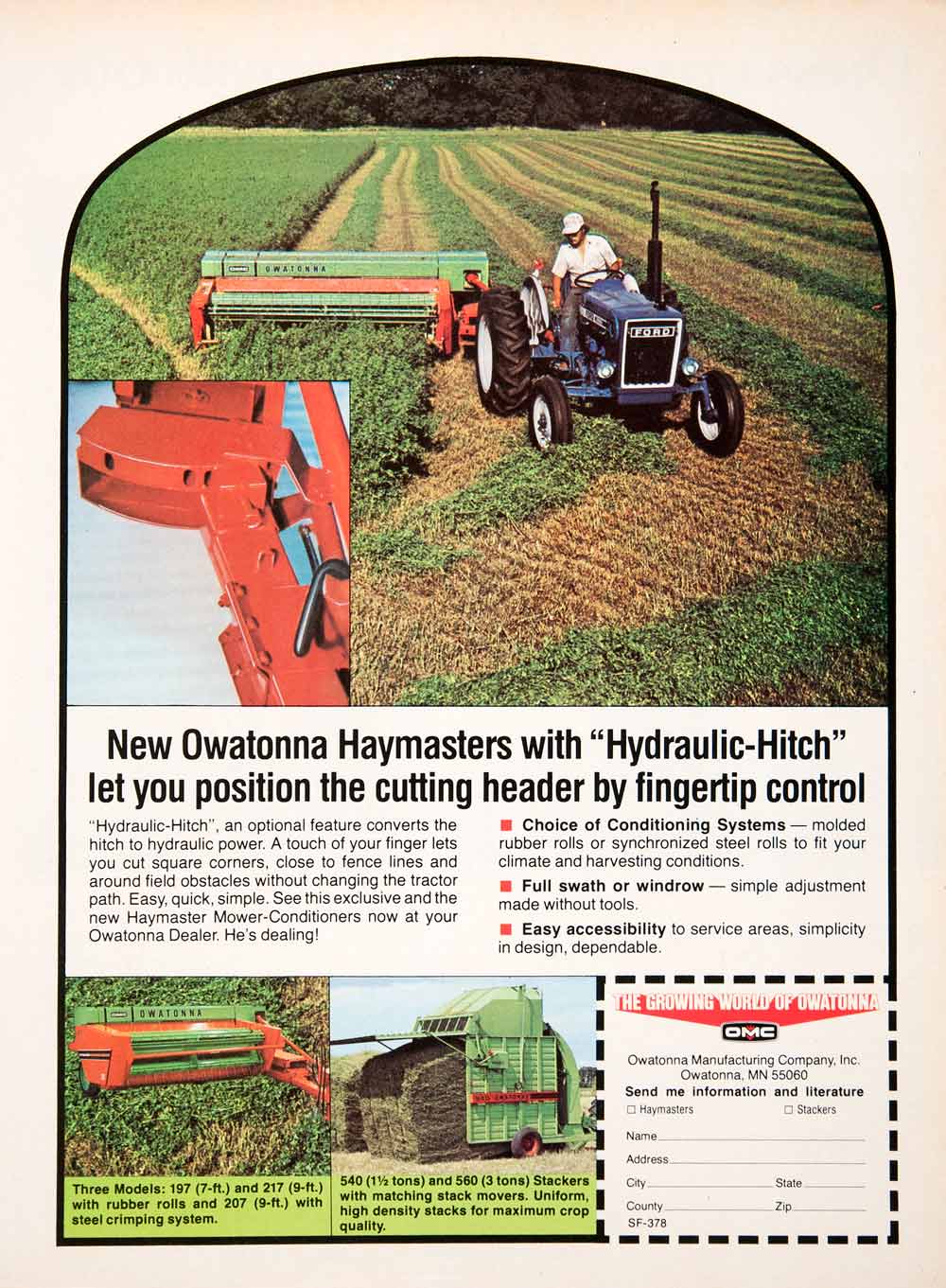 1978 Ad Owatonna Minnesota Agriculture Haymaster Advertisement Farming Mower SF4