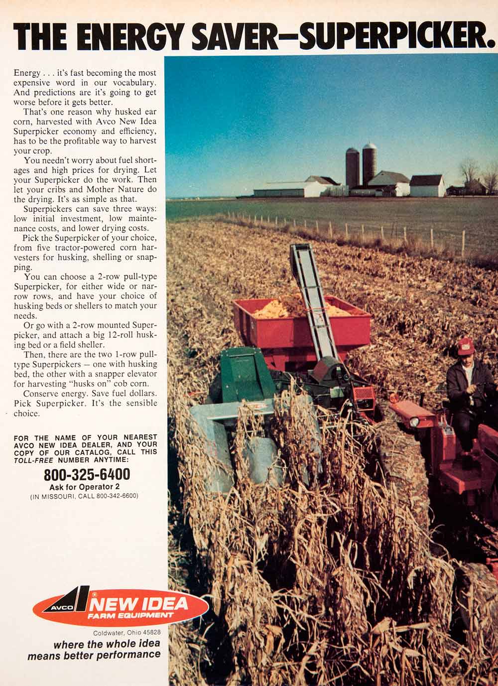 1977 Ad New Idea Farm Equipment Coldwater Ohio Superpicker Farming AVCO SF4