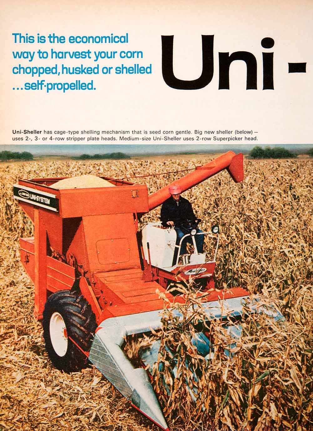 1967 Ad Uni-System New Idea Combine Harvester Agriculture Farm Machinery SF4