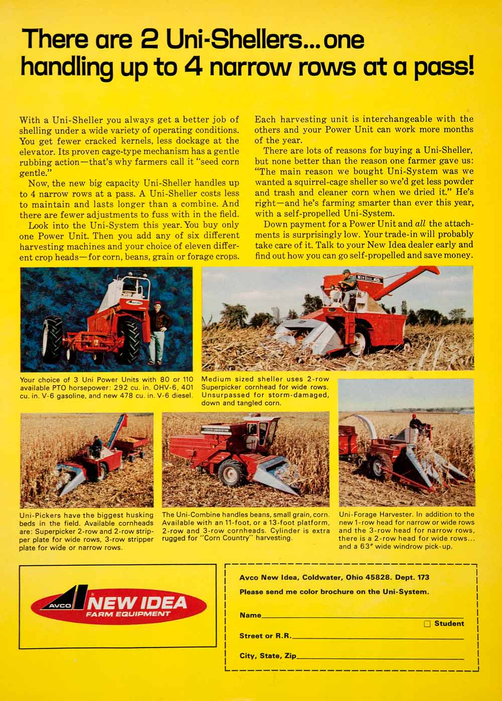 1967 Ad AVCO New Idea Farm Equipment Coldwater Ohio Sheller Superpicker SF4