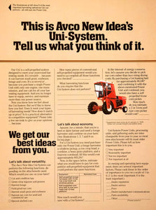 1975 Ad AVCO New Idea Farm Equipment Coldwater Ohio Farming Harvester SF4