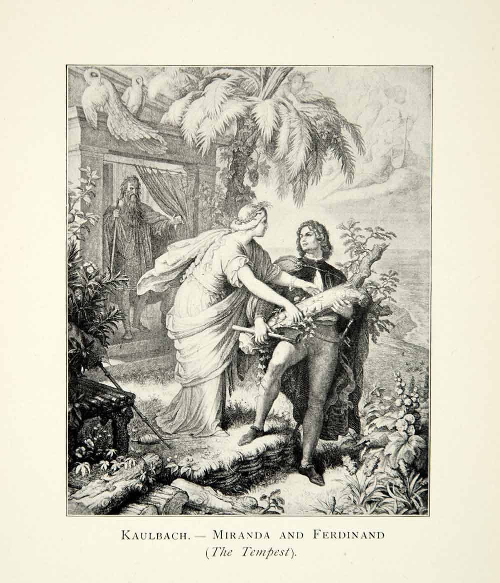 1901 Print Miranda Ferdinand Tempest William Shakespeare Wilhelm Von SIA1