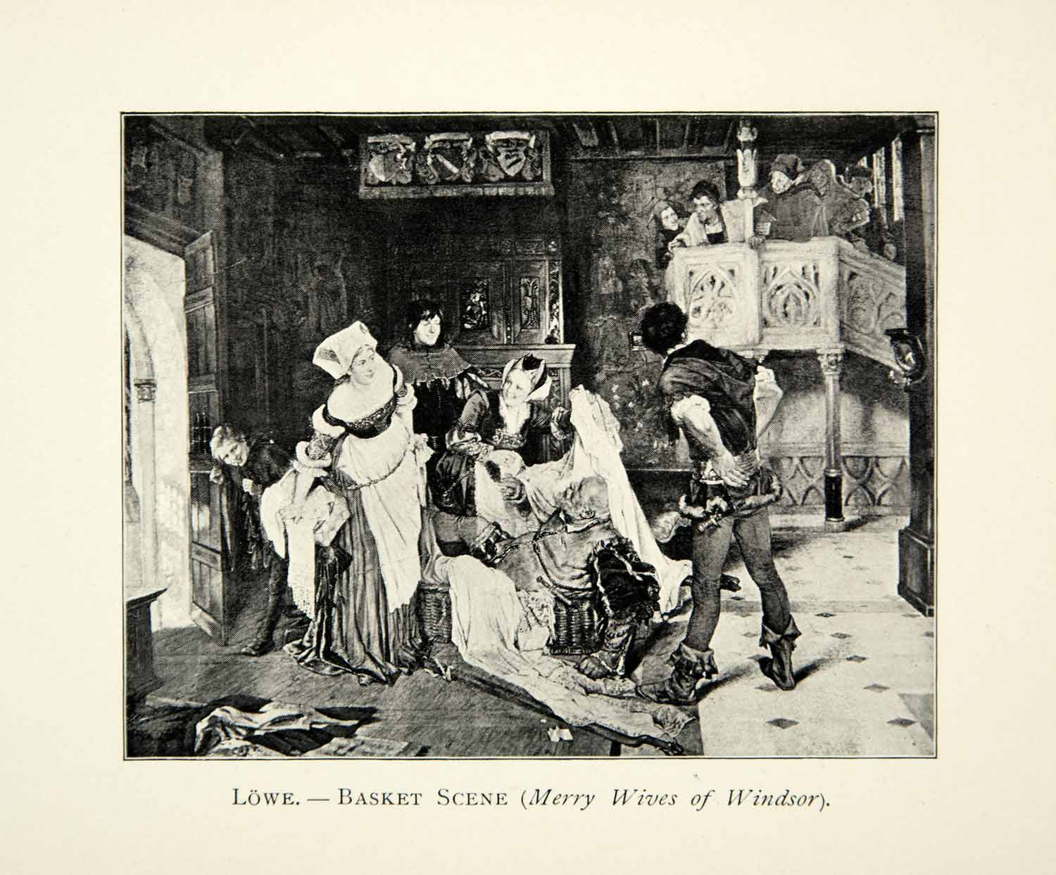 1901 Print M Lowe Basket Scene Merry Wives Windsor William Shakespeare SIA1