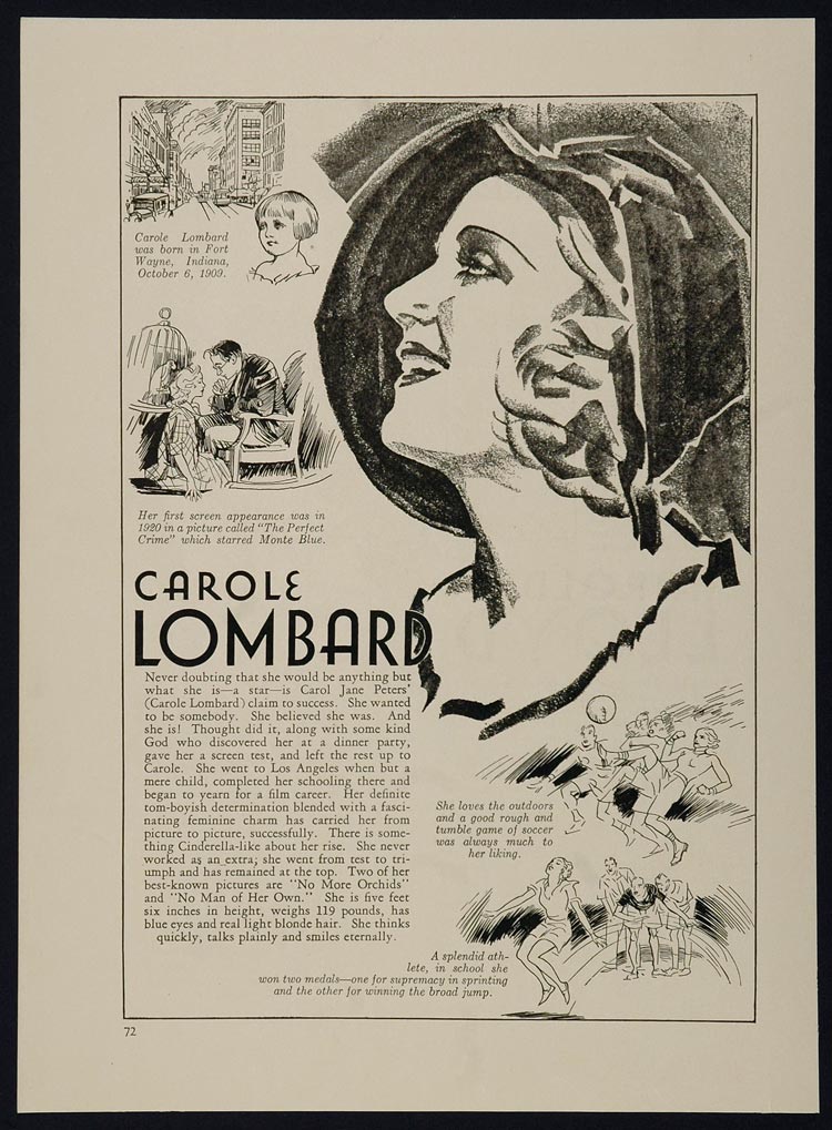 1933 Carole Lombard Harold Lloyd Actor Movie Film Star - ORIGINAL