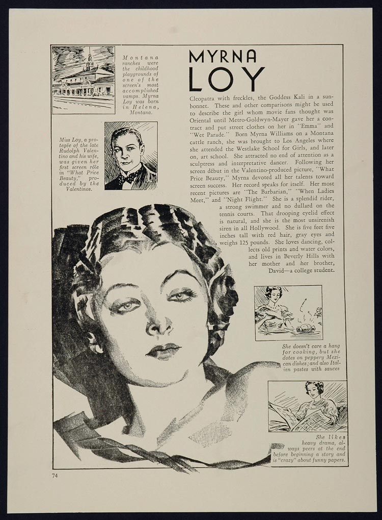 1933 Myrna Loy Edmund Lowe Actor Movie Film Star - ORIGINAL