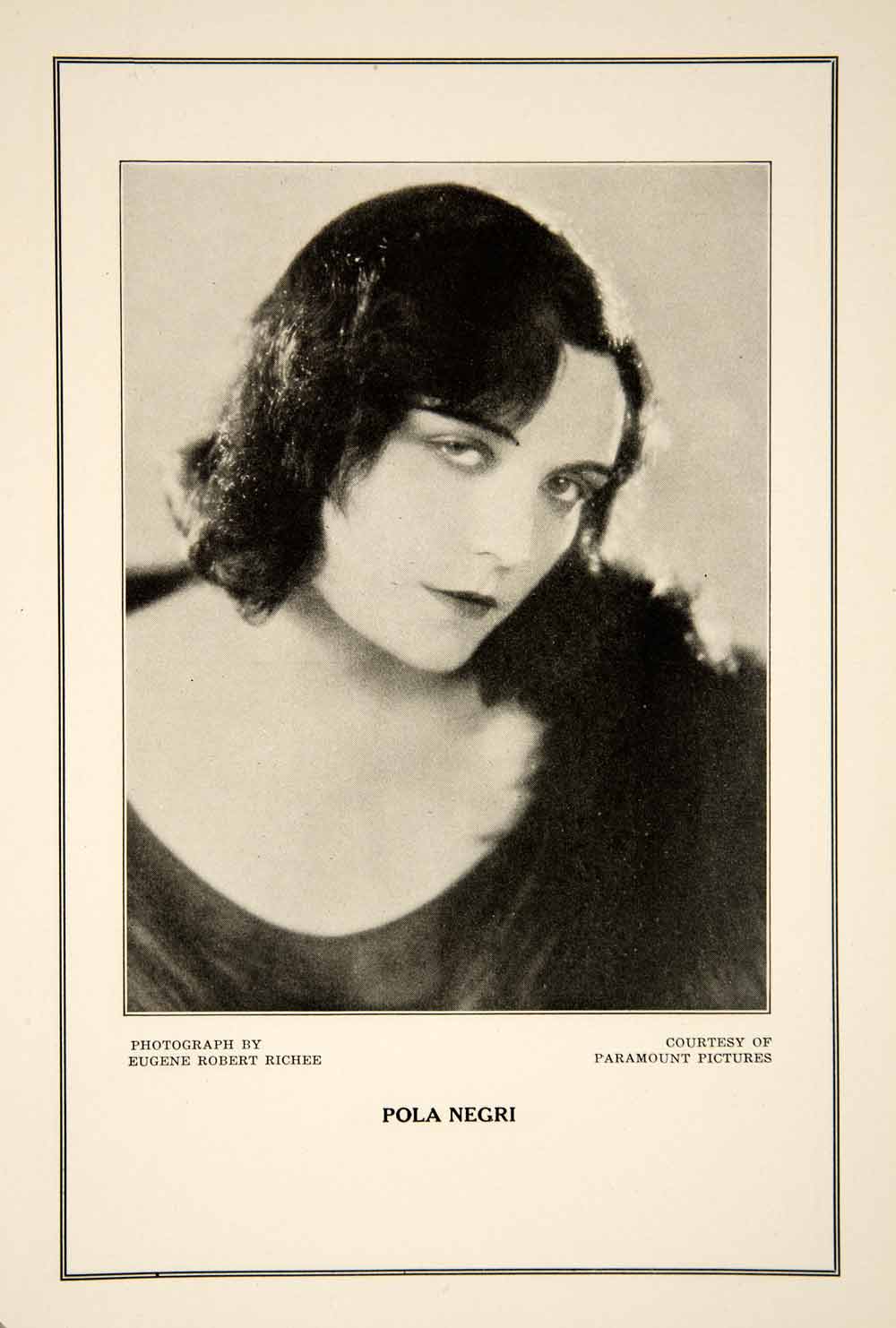 1927 Print Pola Negri Silent Film Actress Star Portrait Eugene Robert Richee