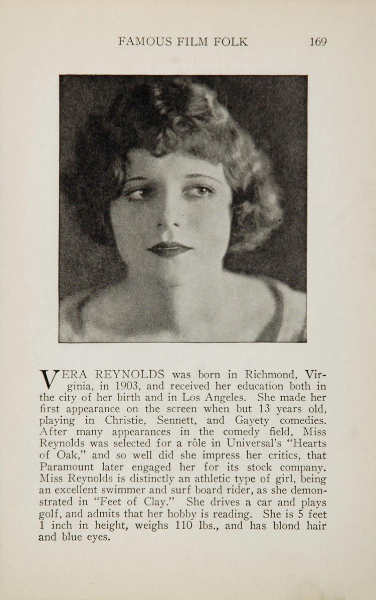 1925 Vera Reynolds House Peters Silent Film Movie Actor ORIGINAL HISTORIC IMAGE